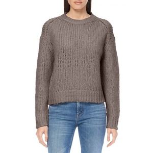 360 Cashmere Women’s Abbot Crew Neckline Chunky Knit Brown Long Sleeve Sleeve